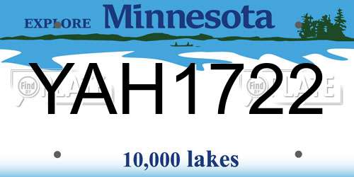 YAH1722 Minnesota License Plate
