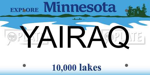 YAIRAQ Minnesota License Plate