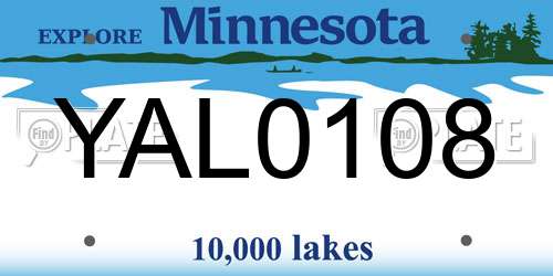 YAL0108 Minnesota License Plate