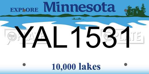 YAL1531 Minnesota License Plate