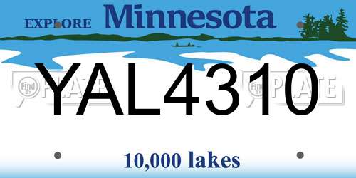 YAL4310 Minnesota License Plate