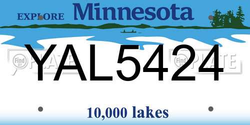YAL5424 Minnesota License Plate