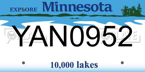 YAN0952 Minnesota License Plate