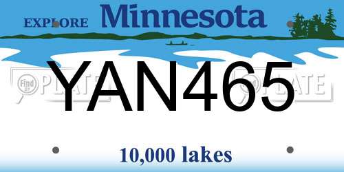 YAN465 Minnesota License Plate