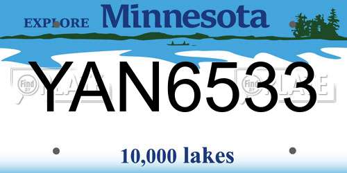 YAN6533 Minnesota License Plate