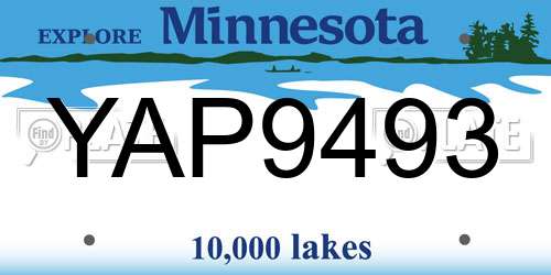 YAP9493 Minnesota License Plate