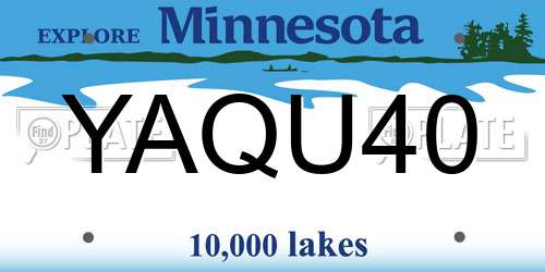YAQU40 Minnesota License Plate