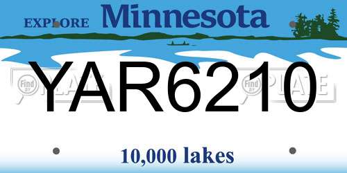 YAR6210 Minnesota License Plate