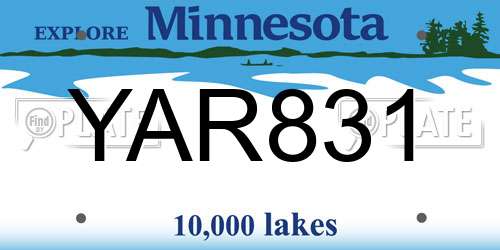 YAR831 Minnesota License Plate