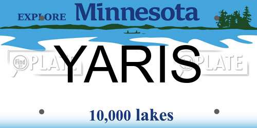 YARIS Minnesota License Plate