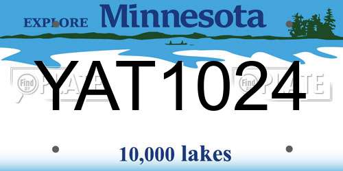 YAT1024 Minnesota License Plate