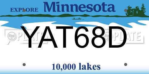 YAT68D Minnesota License Plate