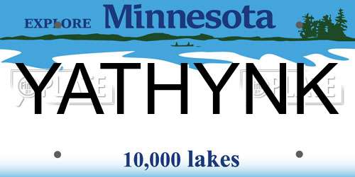 YATHYNK Minnesota License Plate