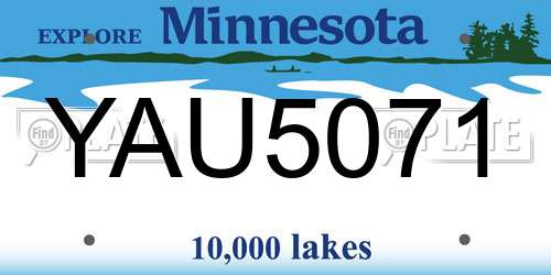 YAU5071 Minnesota License Plate