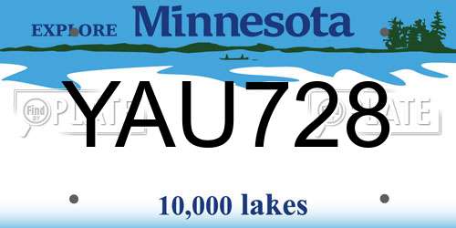 YAU728 Minnesota License Plate