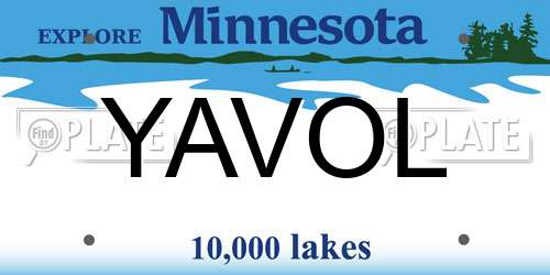 YAVOL Minnesota License Plate