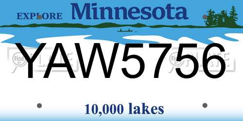 YAW5756 Minnesota License Plate
