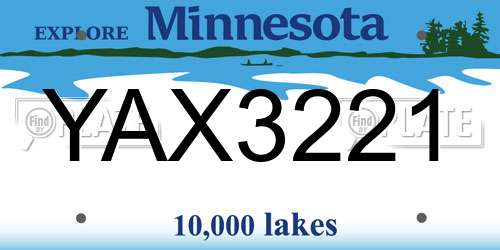 YAX3221 Minnesota License Plate