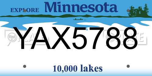 YAX5788 Minnesota License Plate