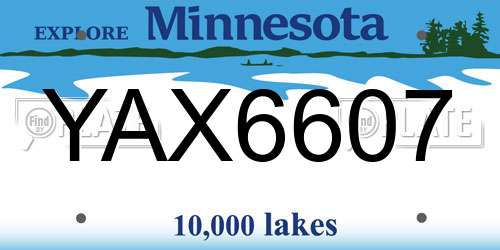 YAX6607 Minnesota License Plate