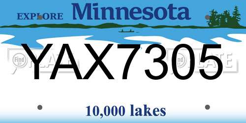YAX7305 Minnesota License Plate