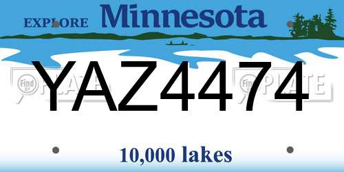YAZ4474 Minnesota License Plate