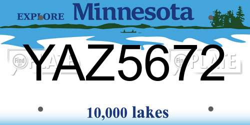 YAZ5672 Minnesota License Plate