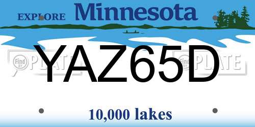 YAZ65D Minnesota License Plate
