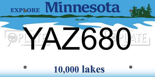 YAZ680 Minnesota License Plate