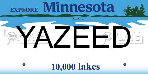 YAZEED Minnesota License Plate