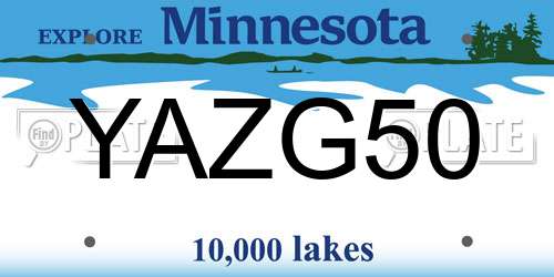 YAZG50 Minnesota License Plate