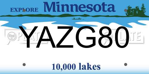 YAZG80 Minnesota License Plate