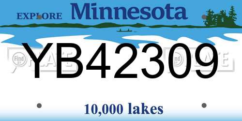 YB42309 Minnesota License Plate