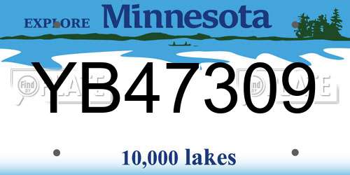 YB47309 Minnesota License Plate