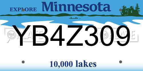 YB4Z309 Minnesota License Plate