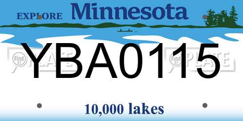 YBA0115 Minnesota License Plate
