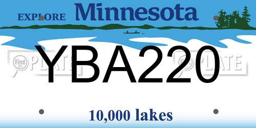 YBA220 Minnesota License Plate