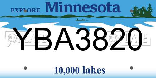 YBA3820 Minnesota License Plate