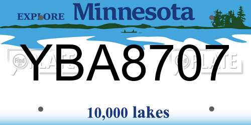 YBA8707 Minnesota License Plate