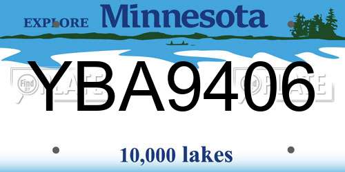 YBA9406 Minnesota License Plate