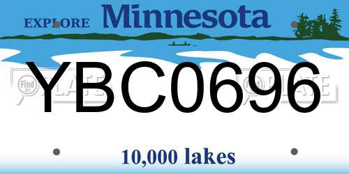 YBC0696 Minnesota License Plate