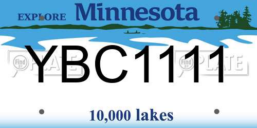 YBC1111 Minnesota License Plate