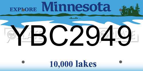 YBC2949 Minnesota License Plate