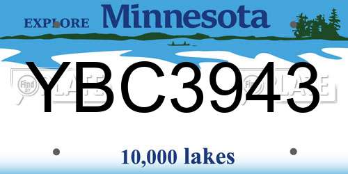 YBC3943 Minnesota License Plate