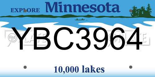 YBC3964 Minnesota License Plate