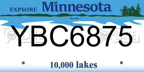 YBC6875 Minnesota License Plate