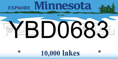 YBD0683 Minnesota License Plate