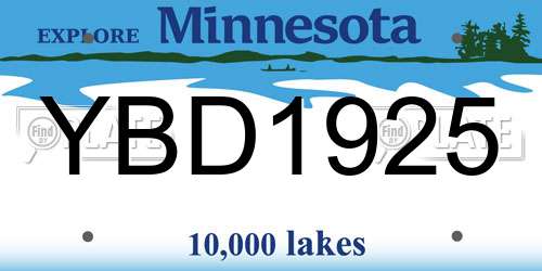 YBD1925 Minnesota License Plate