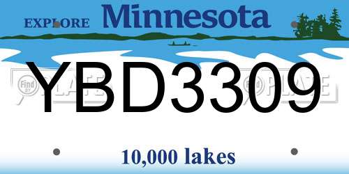 YBD3309 Minnesota License Plate