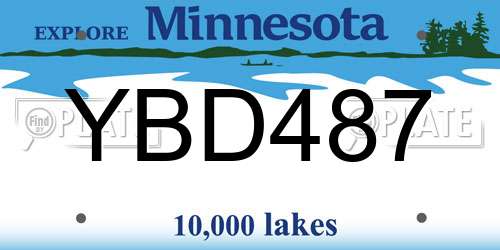 YBD487 Minnesota License Plate